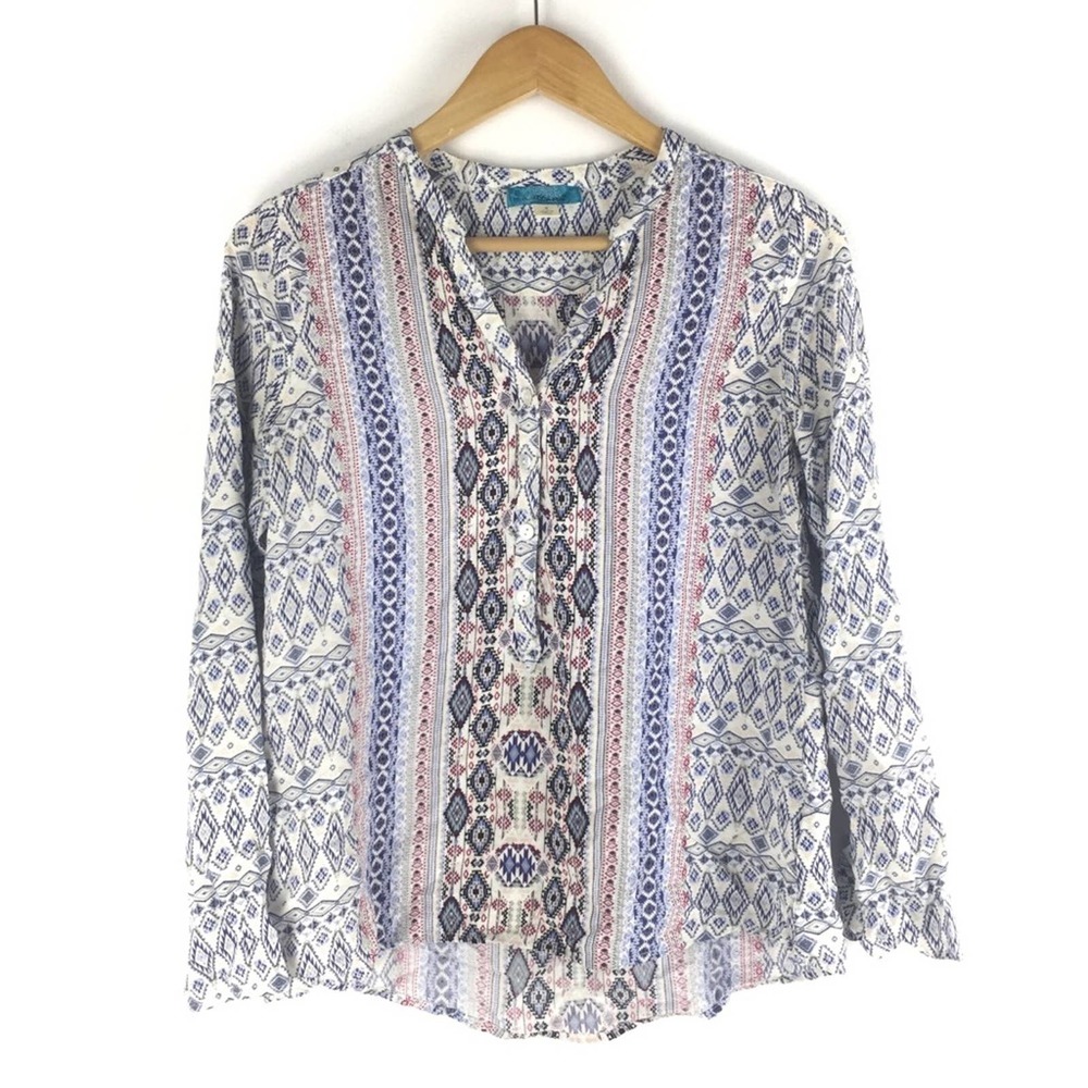 Buttons Geo Printed Popover Top Multi Color Size S